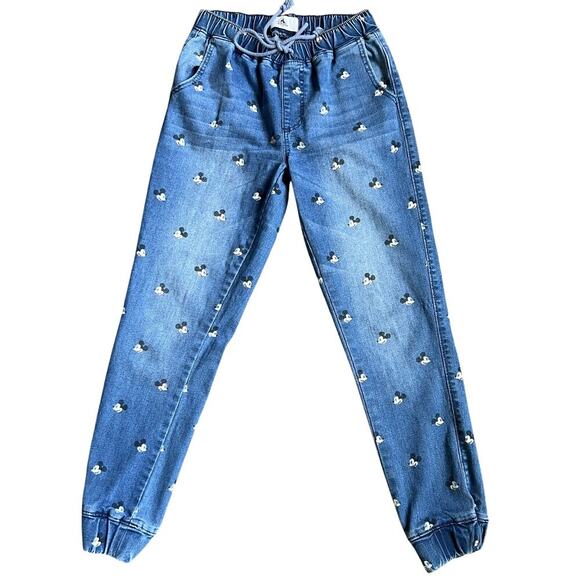 Disney Parks Mickey Mouse Denim Joggers Size Small - Picture 1 of 10